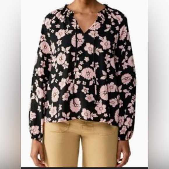 Social Standard by Sanctuary Floral Black and Pink Women's Top - Picture 1 of 6